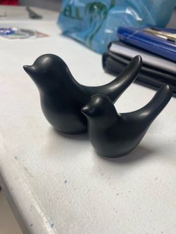 Matte Black Bird Figurines Set of 2