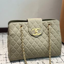 Chain denim tote bag