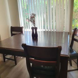 Solid Wood Adjustable High Dining Table Seats up to 8