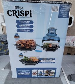Ninja Crispi Air Fryer, Microwave, Freezer & Dishwasher Safe, Non Toxic Glass Portable Cooking System, 4 QT & 6 Cup Glass Containers with Storage Lids