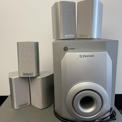 SUBWOOFER EMERSON MODEL SW-130, 100W, with 5 SPEAKERS. GOOD CONDITION. NO RETURNS 