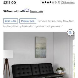 Futon Faux Leather Mainstay 