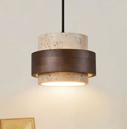 New D6.7 Wabi Sabi Pendant Light Nordic Natural Stone Chandelier Concrete Light Adjustable Height