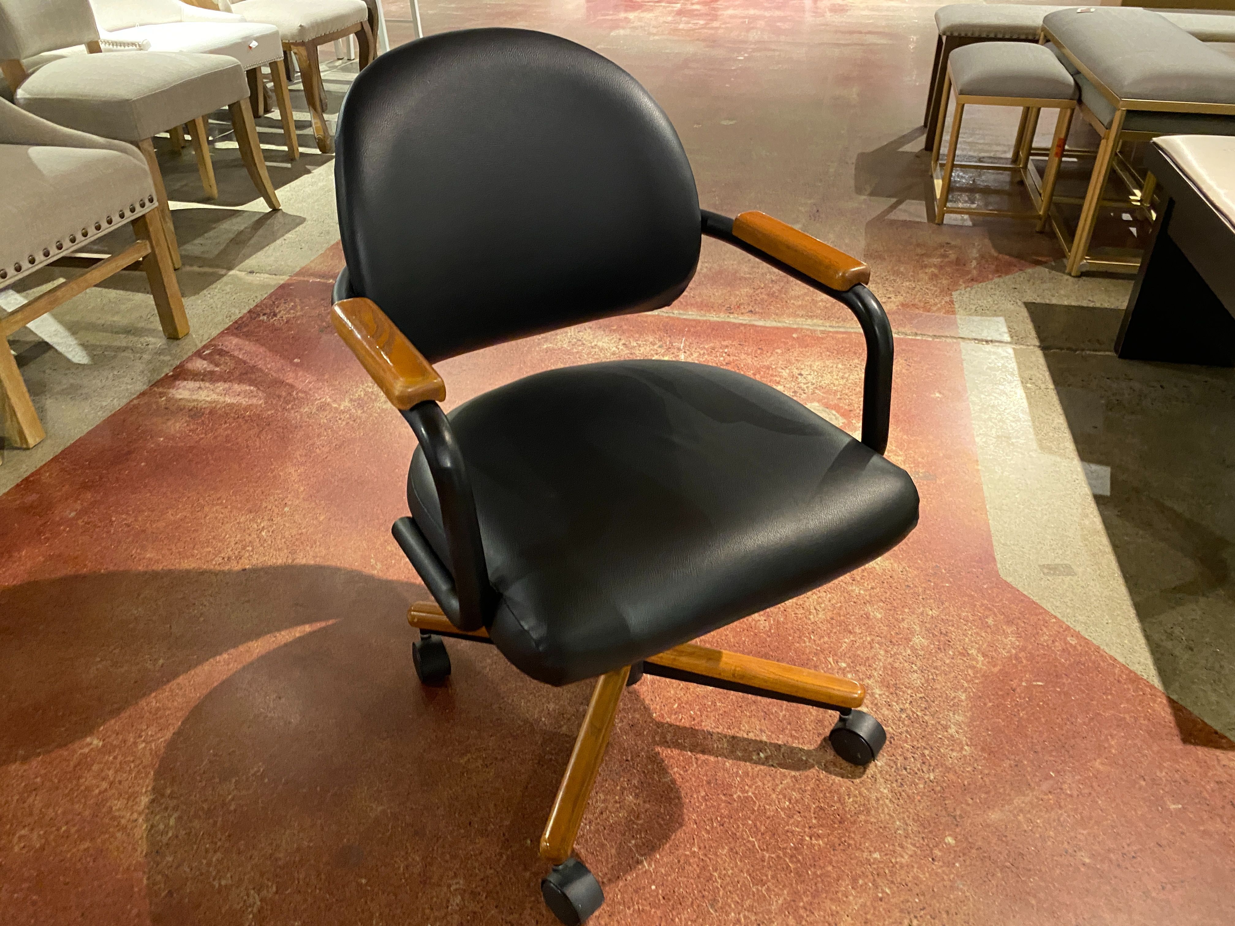 Simple Coal Black & Christmas Wood Trim Rolling Chair