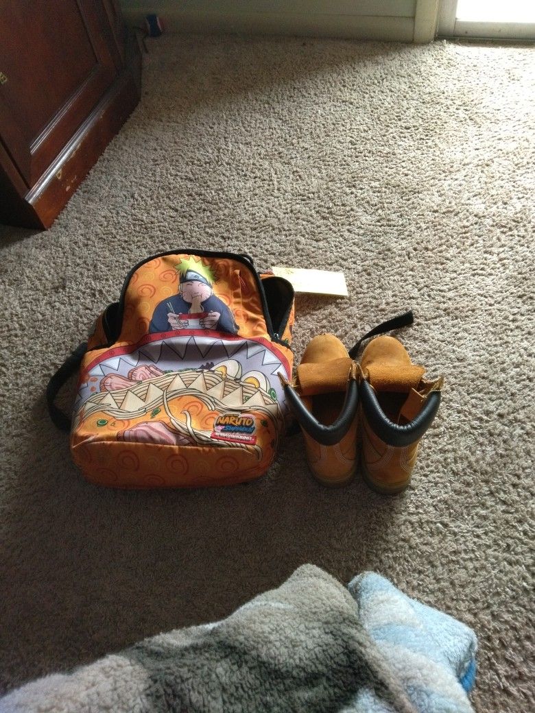Timberland Boots  And Book Bag