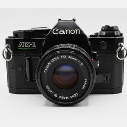 Black Canon AE-1 Program SLR Camera+50mm Lens - Rare Beauty!