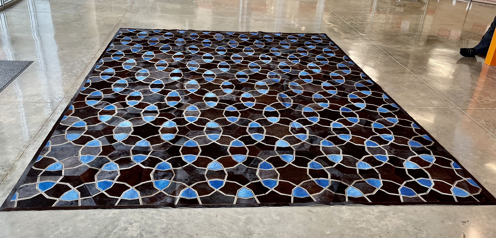 Authentic Mansour, Modern Stella Blue Area Rug A JEWEL!!