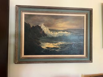 Oil on Canvas Painting American Coastal Seascape