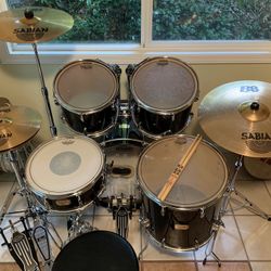 Pearl Drum Set, Double Bass Pedal, Cymbals