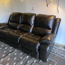 Large Dark Brown Leather Recliner Couch | FREE Delivery