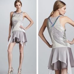 NWT Rebecca Taylor Runway Halter Mini Dress In Moonlight