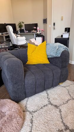 Set of 2 Modern Bouclé Accent Chairs – One Needs Repair