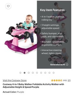 Baby Joy 4-in-1 Baby Activity Walker Pink/Purple