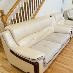 Complete 5-Piece Living Room Sofa Set – Leather & Fabric Mix