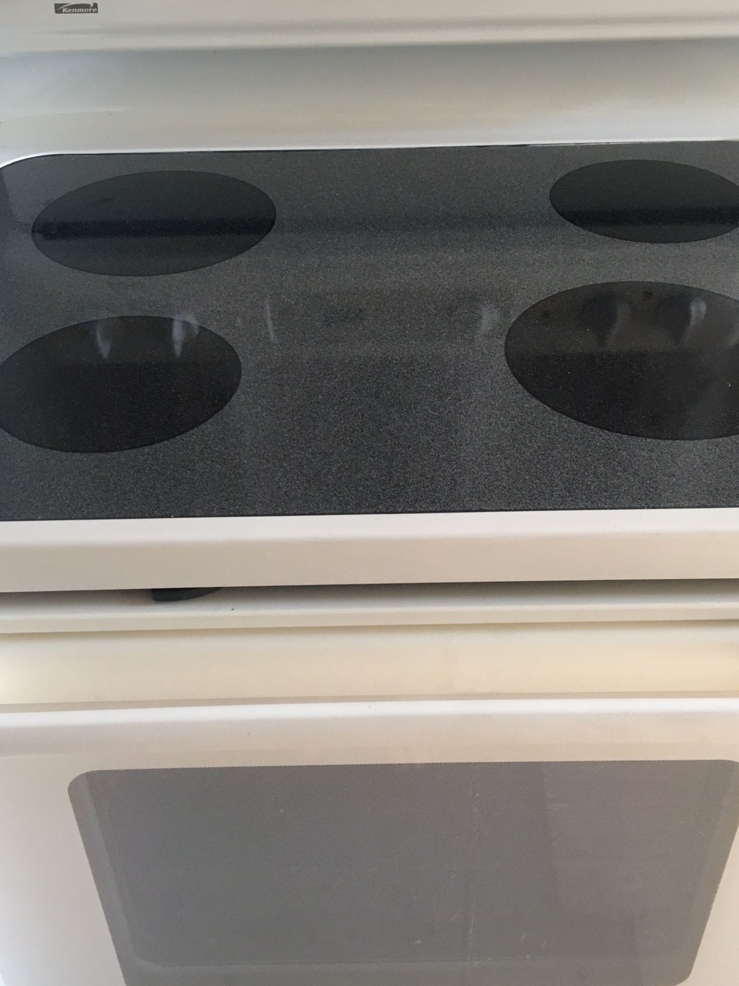 KENMORE FLAT TOP SMOOTH STOVE OVEN RANGE WORKS LOOKS PERFECT CLEAN WHITE AND OFF WHITE COLOR