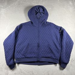 Free People Dolman Quilted Knit Jacket Women's M Blue Oversized Full Zip Hoodie