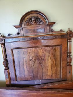 Antique Walnut Burl Bed