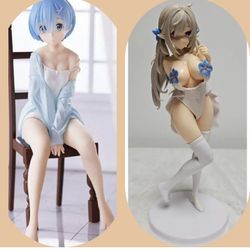 LOT OF 2 ANIME ACTION FIGURES NEW WITH NO BOX 8-10 INCHES TALL. 