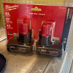Milwaukee 12volt  Red Lithium 3.0 Ah Batteries Brand New Charger Optional