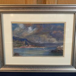 Vintage Painting of Laguna Beach. Signed, Matted & Framed.