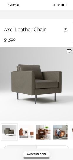 West Elm Leather Accent Chair Gray