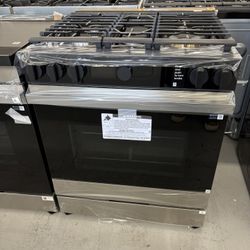 Samsung Bespoke 30 in. 5-Burner Smart Slide-In Gas Range in Stainless Steel with Smart Oven Camera and Air Fry