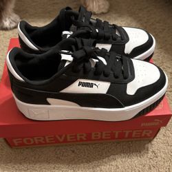 PUMA Carina Street Platform Shoes (Black And White)