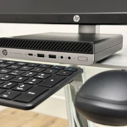 Full Computer with 32-inch HP Monitor Wireless Keyboard and Mouse - HP EliteDesk 705 G4 DM 35W (TAA)