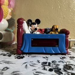 Vintage Disney Digital Alarm Clock Mickey Mouse Pluto Bed 