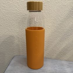 Nespresso Reusable Water Bottle With Orange Sleeve 500ml Bamboo Cap No Box