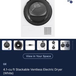 GE 4.1-cu ft Stackable Ventless Electric Drver
