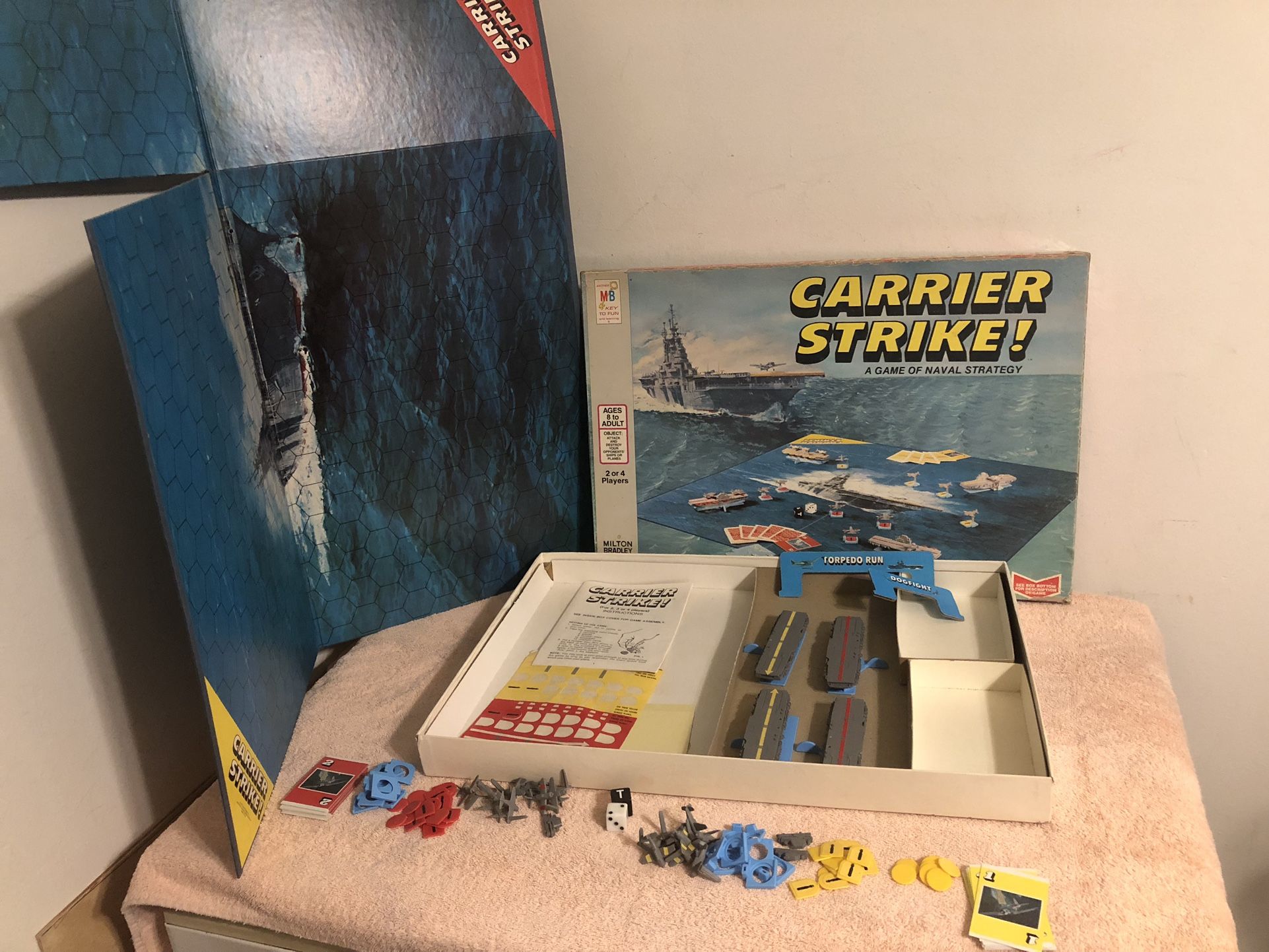 Vintage 1977 Milton Bradley Carrier Strike Game #4713 Missing 2 Red Number Discs