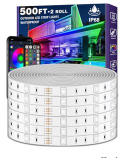 LETIANPAI 500ft Outdoor LED Strip Lights Waterproof 1 Roll,IP68 Outside Led Light Strips with App and Remote,