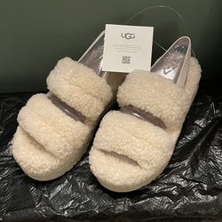 NEW!! UGG Ladies "Oh Fluffita" GENUINE LAMB'S FUR Platform Slippers  - Ladies Sizes 8 & 10 only - pls see all details - firm posted price PER PAIR.
