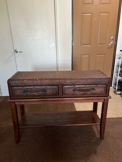 Rattan Trunk Console Table with Drawers