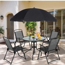6-Piece Outdoor Patio Dining Set with Umbrella