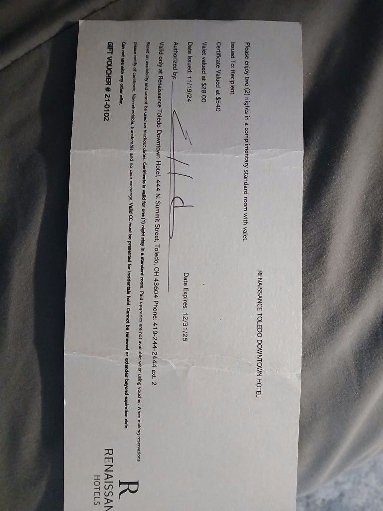 Renaissance Toledo Downtown Hotel Voucher