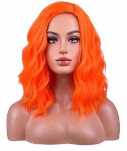 Orange Short Curly Wavy Wig