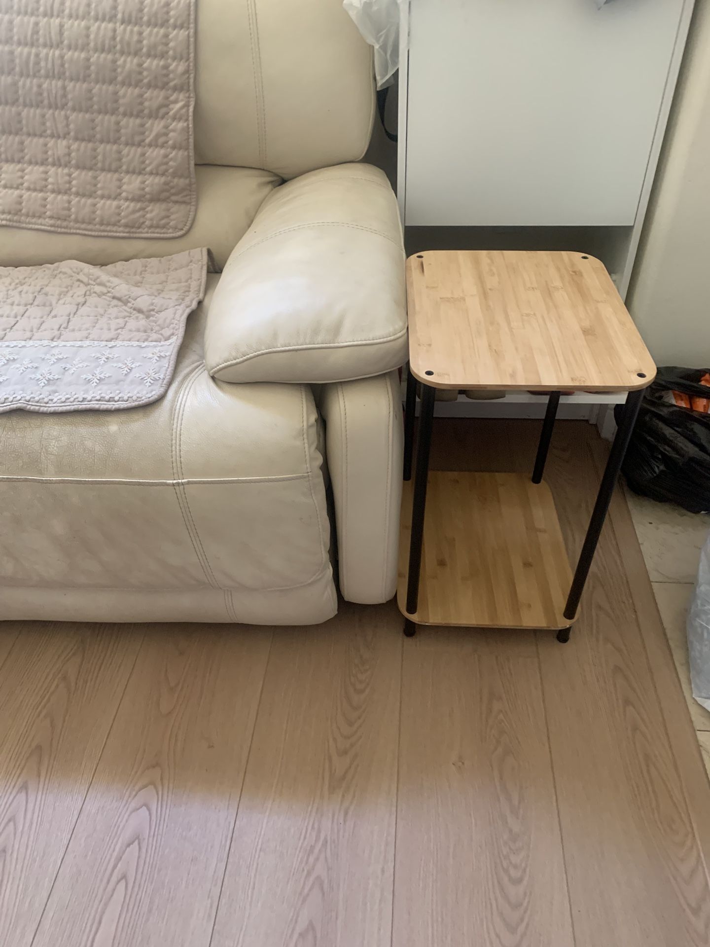 Wood & Metal Rectangular End Table 15x12x22