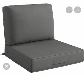 Codi 24x24 Outdoor Couch Cushions, Thick Waterproof Seat Replacement Cushion with Handles & Adjustable Straps, Fade Resistant - Set of 2, Grey