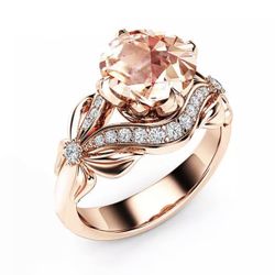 Zircon Inlaid With Hollow Butterfly Rose Gold Wedding Rings