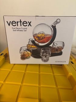Godinger Vertex 5-Piece Crystal Skull Whiskey Set