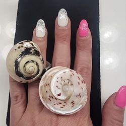 Mother of  Pearl Seashell Rings Set, Handmade