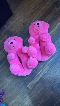 NEW Pink Teddy Bear Slipper Shoes