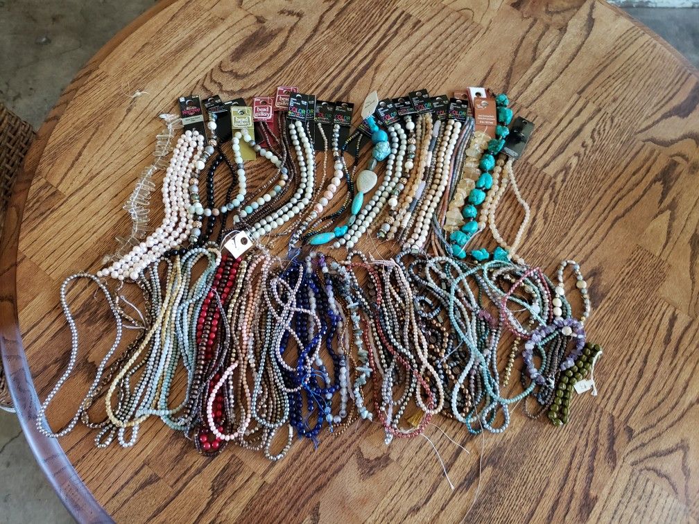 Gemstone & Glass Strung BEAD Lot