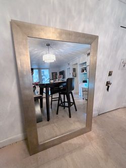 Large Wall Mirror with Silver matte painted wood Frame