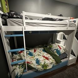 Twin Size Bunk Beds W/ Mattresses Basically Brand New 