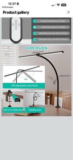 LED Desk Lamp for Home Office, 4000K Neutral White Double Head Architect Task Lamps with Clamp, Dimmable Adjustable Flexible,Black