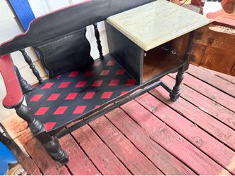 Gossip phone bench marble topped side table hand painted