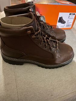 Men's Brown Leather Lace-Up Work Boots